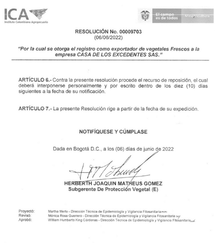 Página 3 de la Resolución ICA No. 00009703 con la sección de notificación.